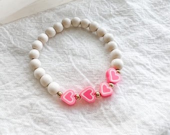 heart bracelet, heart stretch bracelet, Valentine's bracelet, Valentine's Day bracelet, love bracelet, pink heart bracelet, heart jewelry
