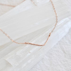 Chevron necklace, rose gold chevron necklace, rose gold hammered necklace, v necklace, delicate rose gold necklace, v shape necklace