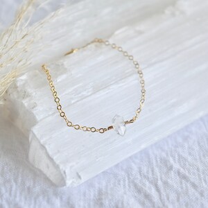 Herkimer diamond bracelet, crystal bracelet, clear quartz bracelet, dainty bracelet, minimalist bracelet, Herkimer bracelet