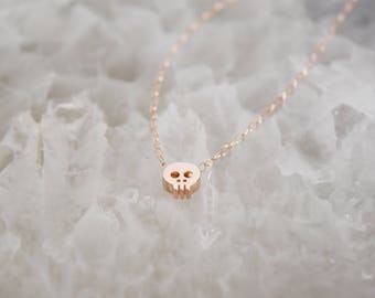 Skull necklace, tiny rose gold skull necklace, Halloween necklace, rose gold skull necklace, dainty skull necklace, spooky necklace