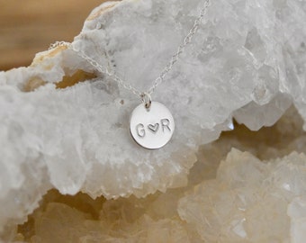 Initial necklace, personalized initial necklace, love necklace, stamped initial necklace, love initial necklace