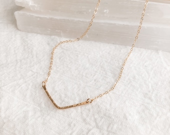 Gold chevron necklace, gold arrow necklace, gold hammered chevron necklace, chevron necklace, dainty gold necklace