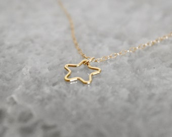 Gold star necklace, star necklace, simple gold star necklace, gift for her, tiny gold star necklace, bridesmaid gift