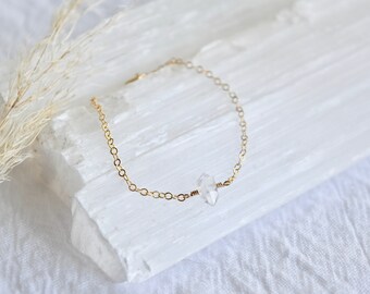 Herkimer diamanten armband, kristallen armband, heldere kwartsarmband, sierlijke armband, minimalistische armband, Herkimer-armband