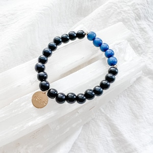 wood bead stretch bracelet, police stretch bracelet, thin blue line bracelet, bead stretch bracelet, law enforcement bracelet