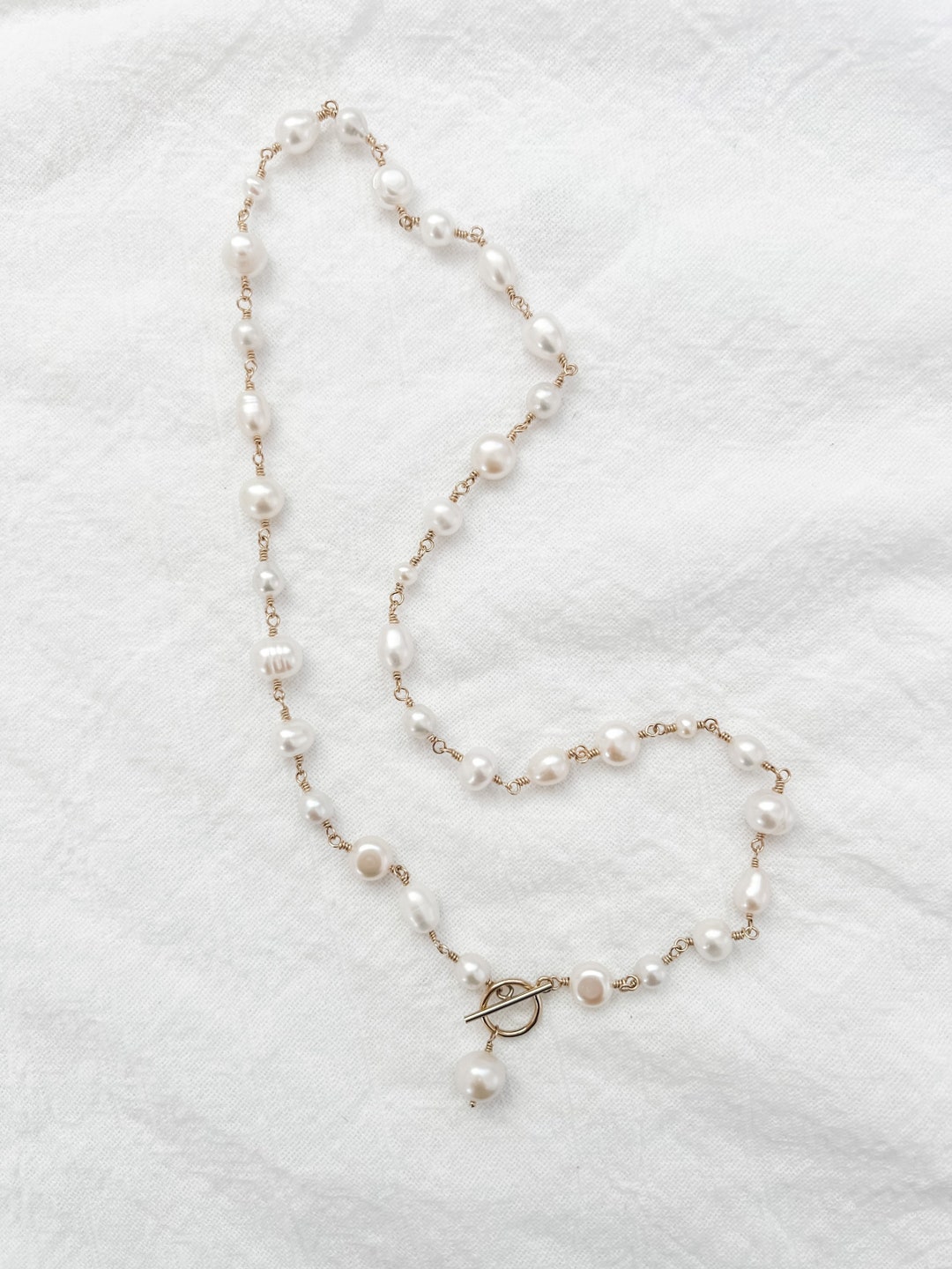 Pansy Pearl Silver Toggle Necklace