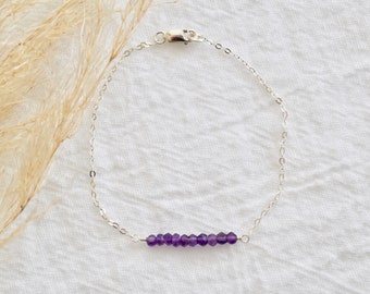 birthstone bar bracelet, amethyst birthstone bracelet, february birthstone bracelet, birthstone bracelet, gemstone bracelet