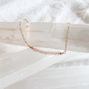 rose quartz bar necklace, rose quartz necklace, birthstone bar necklace, birthstone necklace, gemstone necklace, gemstone bar necklace