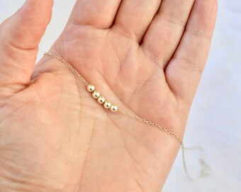 Collier perles d’argent, collier argenté minimaliste, collier argent, collier boule argent, collier argent simple