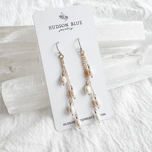 Pearl drop earrings, waterfall earrings, pearl danglers, freshwater pearl earrings, bridal earrings, pearl earrings, wedding earrings