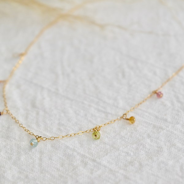 birthstone drop necklace // birthstone necklace // mother's day gift // mother's necklace // dewdrop necklace // gemstone necklace