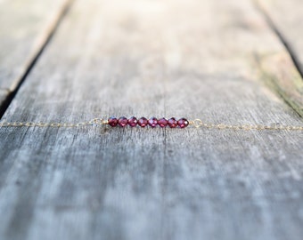 dainty bracelet, garnet bracelet, minimal bracelet, birthstone bracelet, gemstone bracelet, bead bar bracelet, beaded bracelet