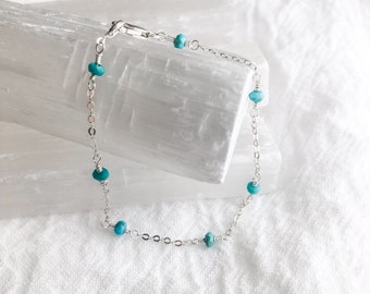 birthstone bracelet, turquoise bracelet, blue zircon bracelet, December birthstone bracelet, gemstone bracelet, mother's bracelet