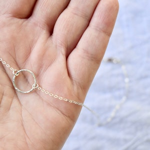 Eternity circle necklace, open circle necklace, hammered circle necklace, silver karma necklace, karma necklace, gold circle necklace
