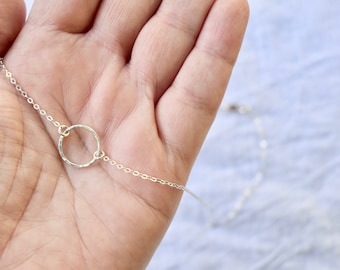 Eternity circle necklace, open circle necklace, hammered circle necklace, silver karma necklace, karma necklace, gold circle necklace