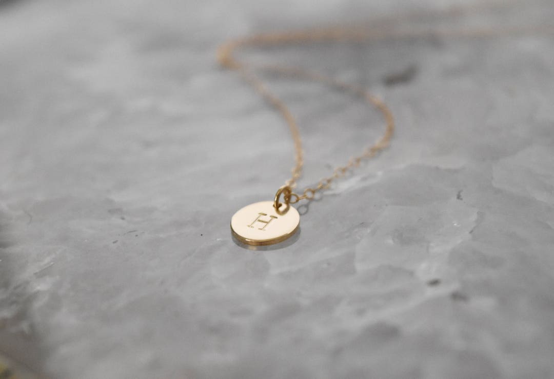 Tiny Gold Fill Initial Necklace, 