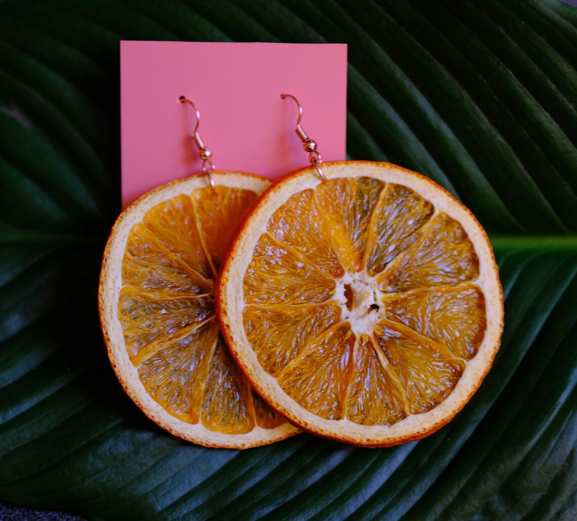 Handmade Orange Earrings Real Dried Fruit Citrus Earrings Etsy