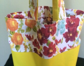 Handmade sturdy tote bag with yellow Waterproof Cordura bottom SHIPS FREE