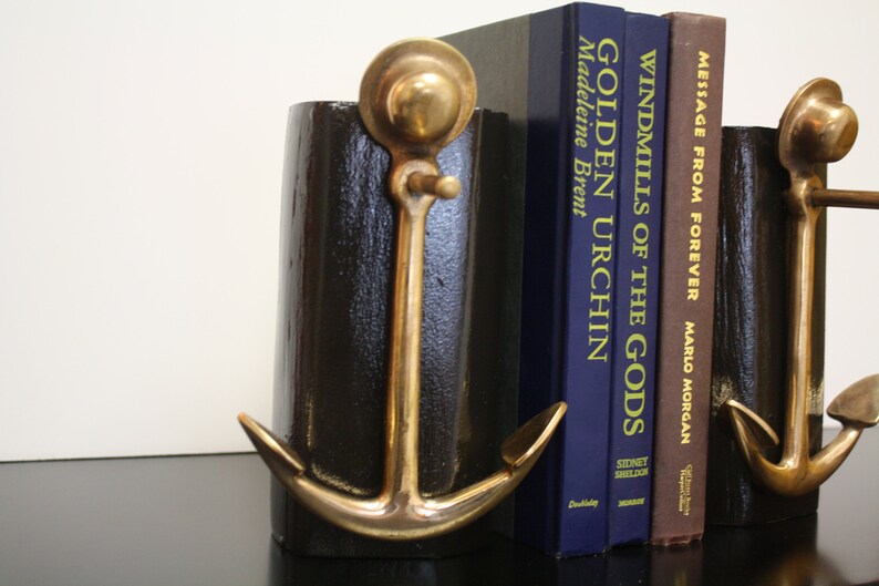 Vintage Brass Anchor Bookends Etsy