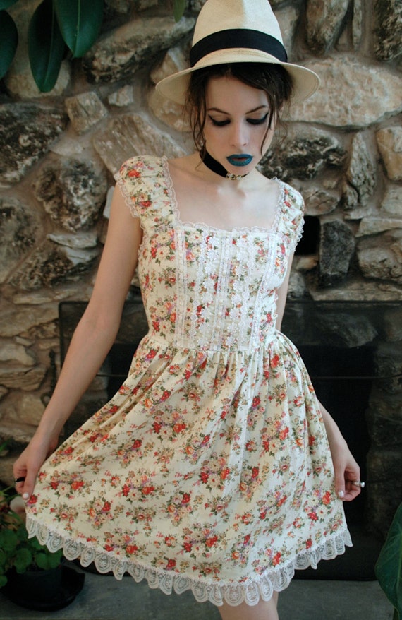 Lace and Flower Mini Dress