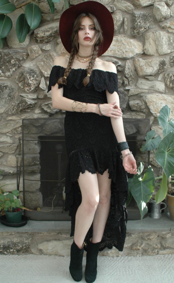 Black lace bohemian dress