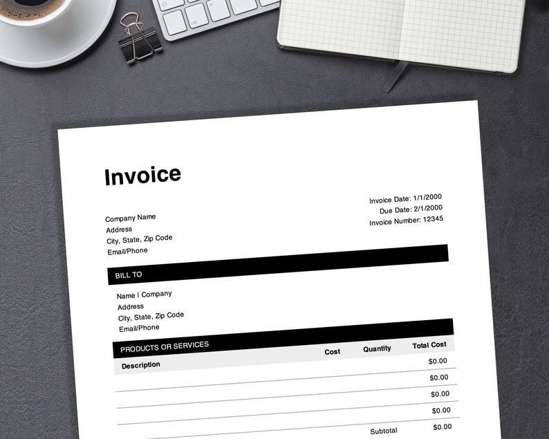 Invoice Excel Template. Editable Invoice for Small Business Owners and ...
