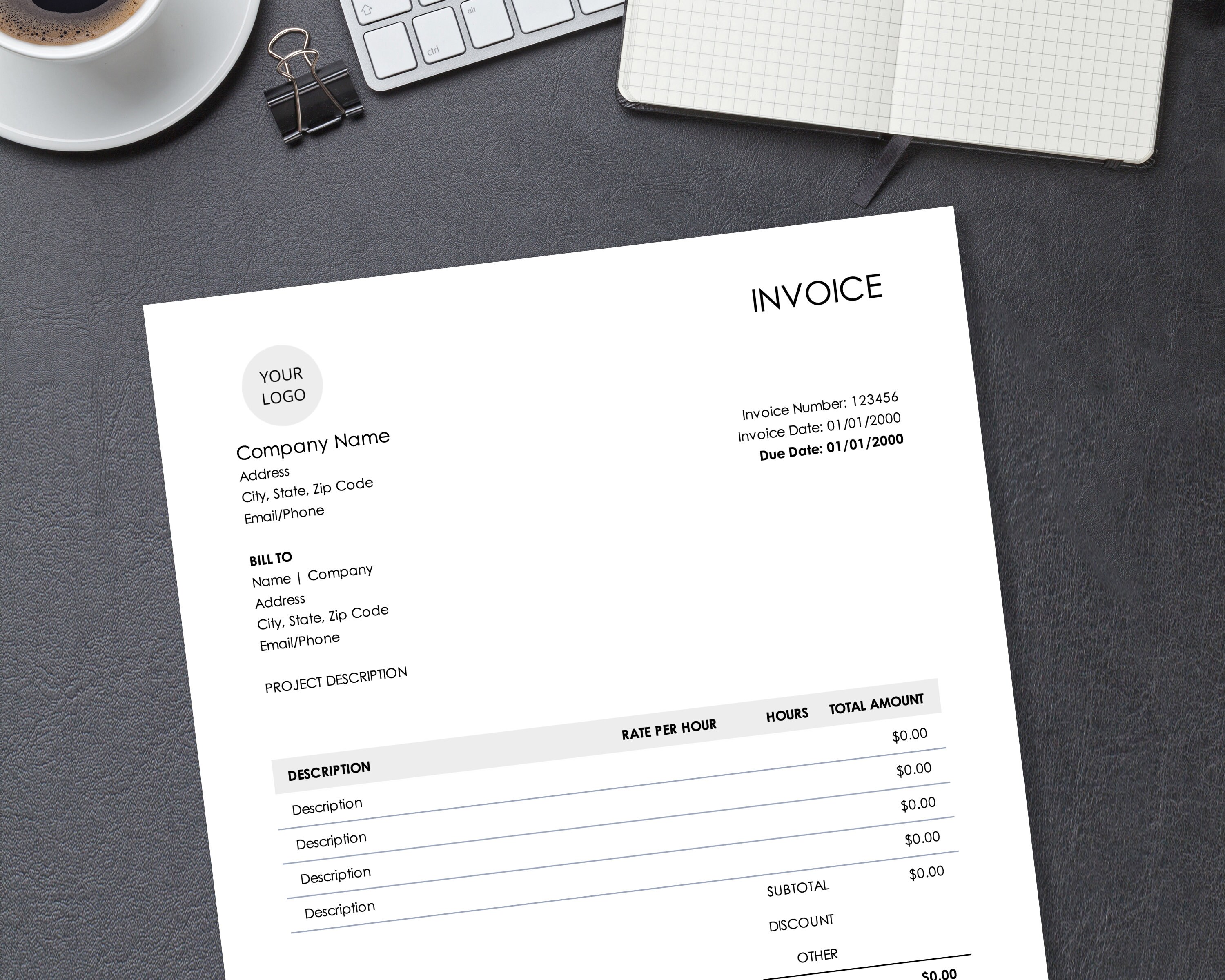 Invoice Template for Freelancers or Service Providers, Editable Excel ...