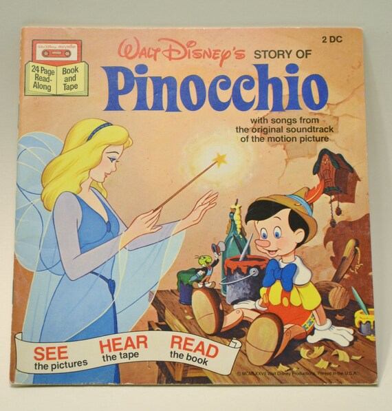 Vintage Walt Disney S Story Of Pinocchio Read Along Book Etsy