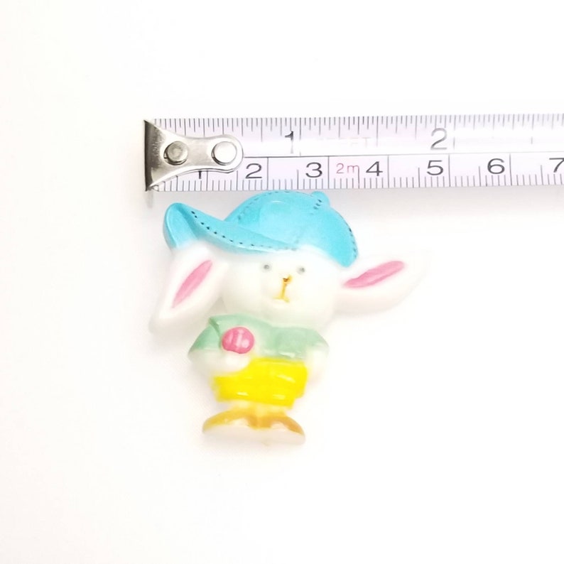 Vintage Baseball Boy Bunny Rabbit Ball Cap Easter Fun Holiday Pin Brooch