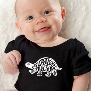 Baby Turtley Awesome Tortoise Infant Bodysuit Totally Awesome Turtle Pun Baby Clothes Gift - Sizes Newborn NB to 24 Mo