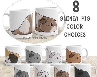 Pooped Pig Cute Guinea Pig Coffee Mug - 8 Guinea Pig Color Choices - Albino, Black, Brown/Cream, Grey, Grey/White, Red, Tri-color, White