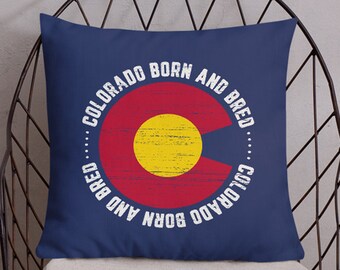 Colorado Born and Bred CO State Flag Native Coloradoan Decorative Accent Pillow 18 x 18