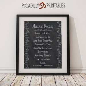 Moravian Blessing - Instant Download - Old Salem Prayer - Come Lord Jesus Our Guest To Be - Chalkboard 8 x 10&quot; AND 16 x 20&quot; Digital Print