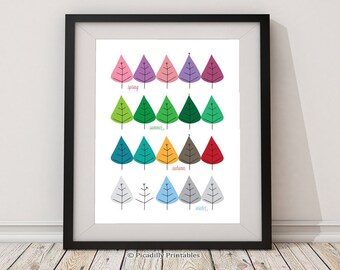 Change of Seasons Four Seasons Digital Print Spring Summer Fall Winter Instant Download - 8 x 10" AND 16 x 20" Wall Art Printable Home Decor