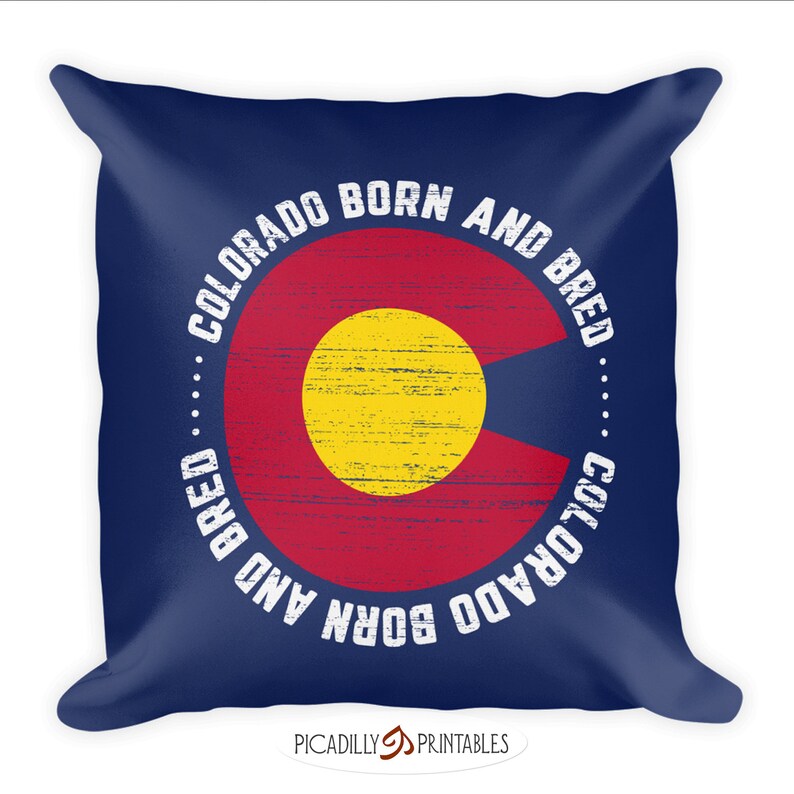 Colorado Born and Bred CO State Flag Native Coloradoan Decorative Accent Pillow 18 x 18