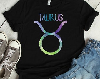 Taurus Zodiac Symbol T-Shirt Astrology Gift Bull Earth Sign Short-Sleeve Unisex Tee - Sizes X-Small to 4XL