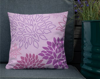 Blooms - Purple Floral Pattern Decorative Accent Pillow Flowers Blossoms