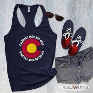 Born and Bred in Colorado Tank Top Women&#39;s Racerback Native Colorado Gift CO - Sizes Small to 2XL