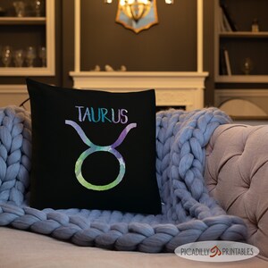 Taurus Zodiac Symbol Pillow Astrology Gift Bull Earth Sign Decorative Accent Throw Pillow | 18&quot; x 18&quot;