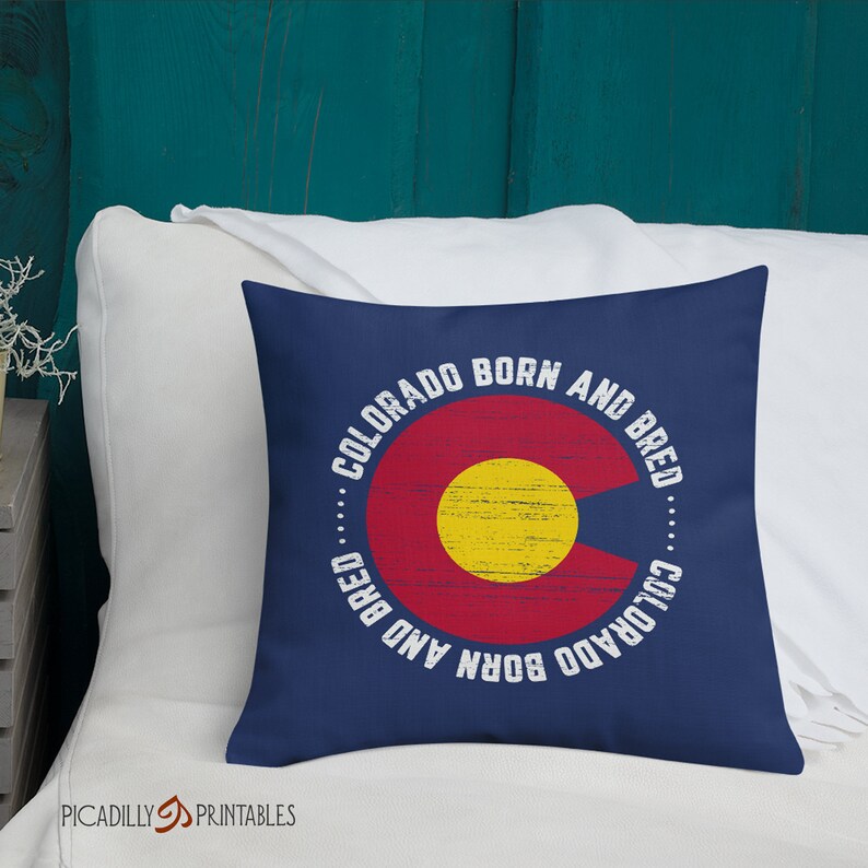 Colorado Born and Bred CO State Flag Native Coloradoan Decorative Accent Pillow 18 x 18