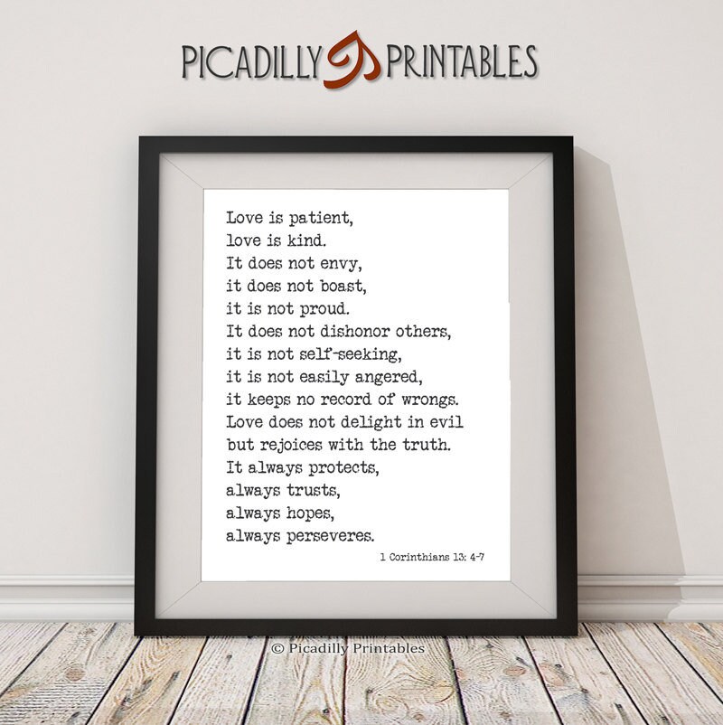 Love is Patient Love is Kind - 1 Corinthians 13:4-7 - Bible Verse ...