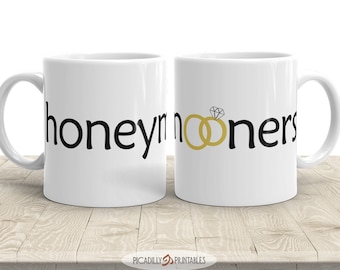 Honeymooners Coffee Mug - Wedding Rings Newlywed Wedding Couple Honeymoon Gift - 11oz Mug