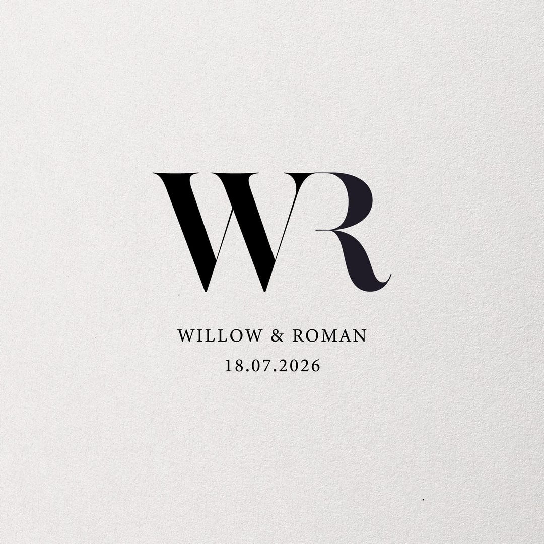 Modern Wedding Monogram, Minimalist Wedding Logo, Digital Download - Etsy