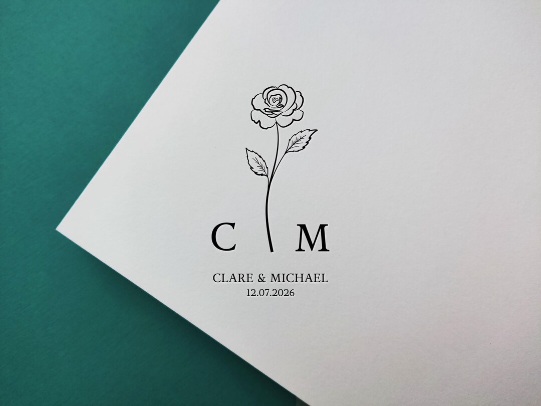 Elegant Wedding Monogram Logo, Custom Initials With Hand-drawn Rose ...