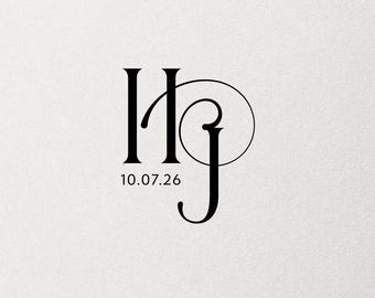 Modern Wedding Monogram, Minimalist Wedding Logo, Digital Download