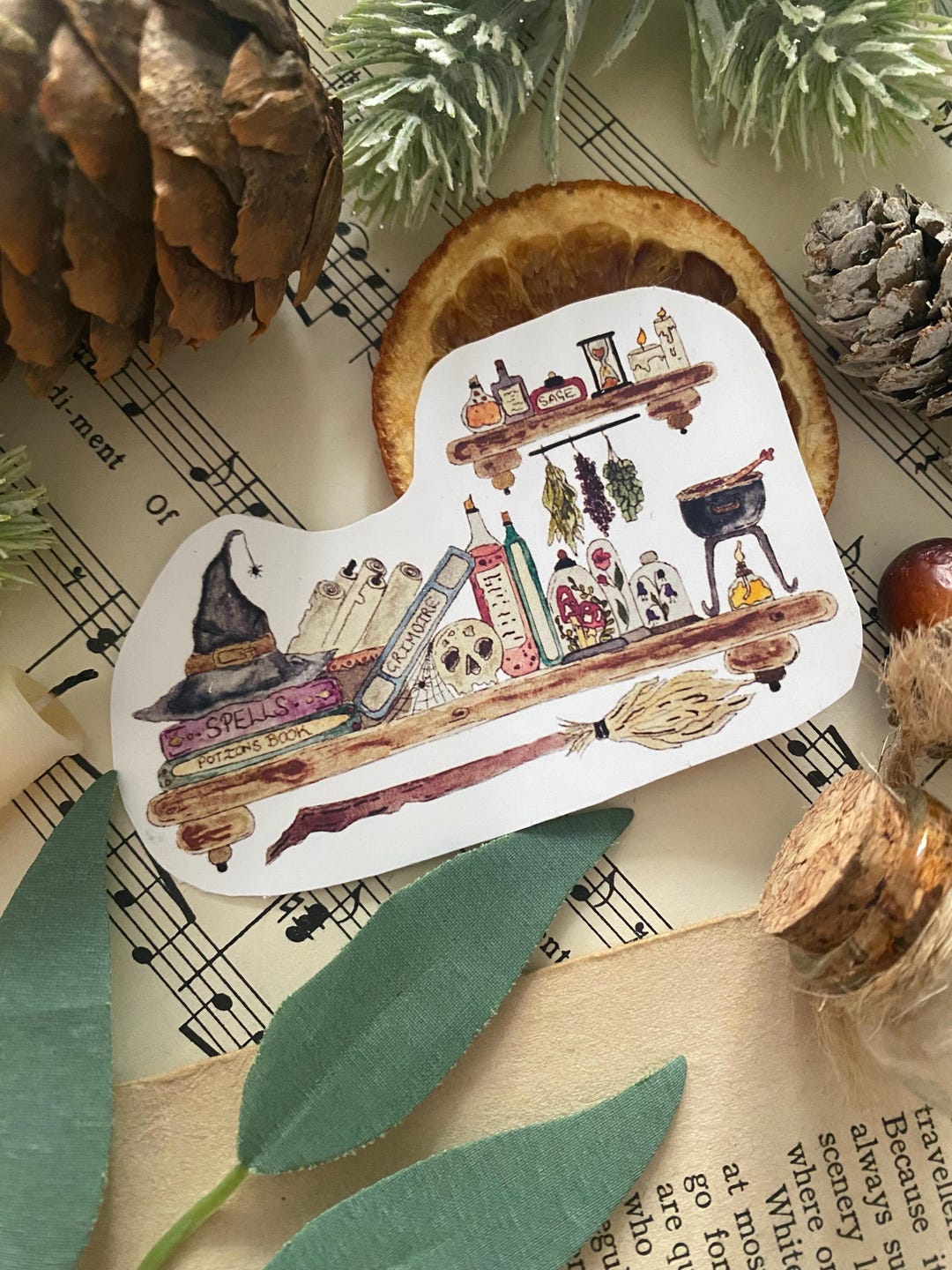 Gothic Bookshelf Sticker, Dark Academia Sticker, Bookish Sticker ...