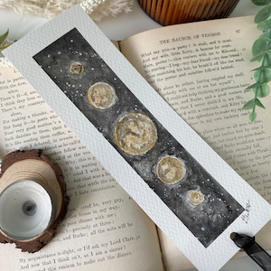 Hand painted bookmark, luna bookmark, moon bookmark