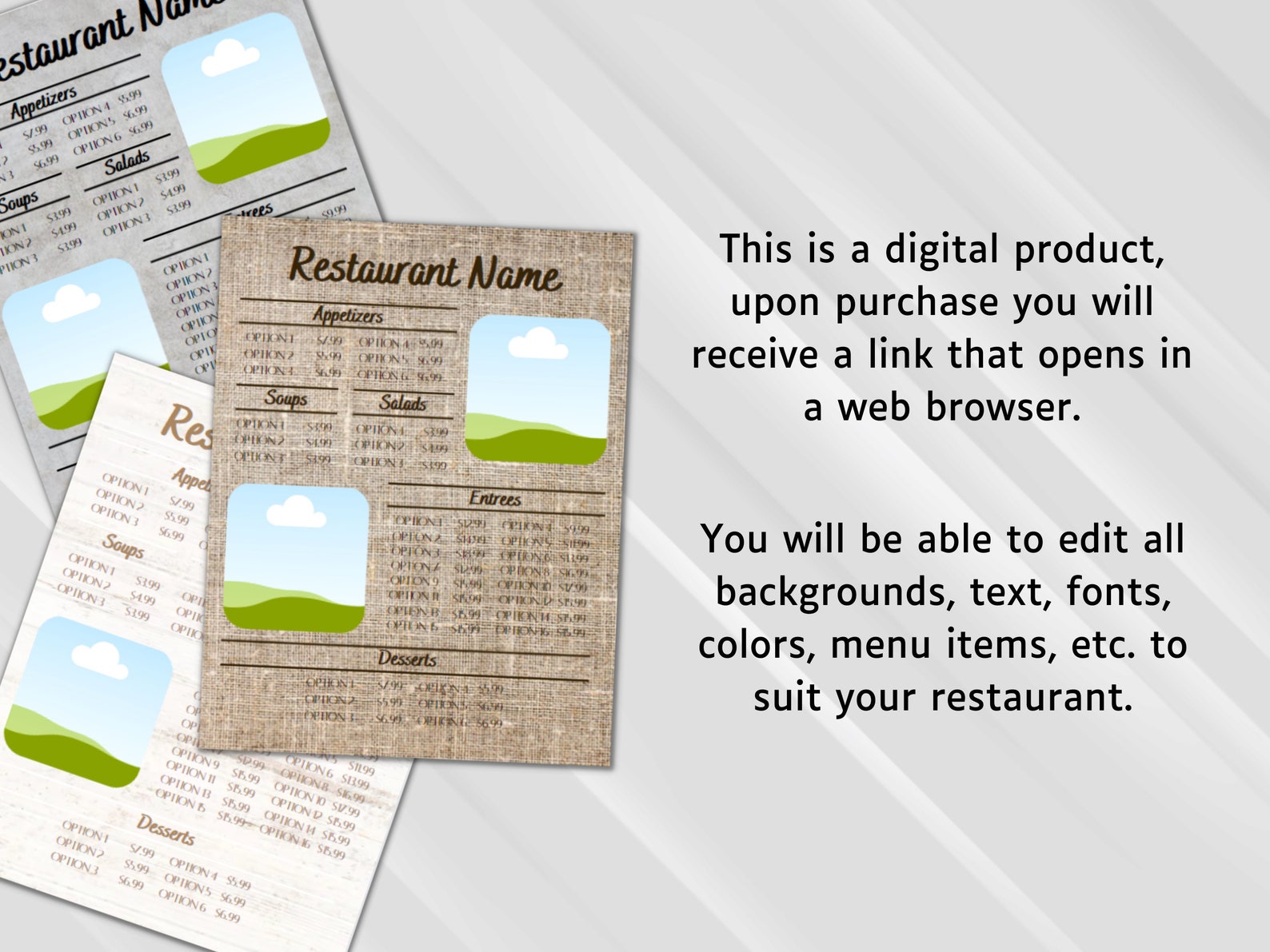 Curated visual reference: Visual Reference: Restaurant Menu Template Customizable Menu Template