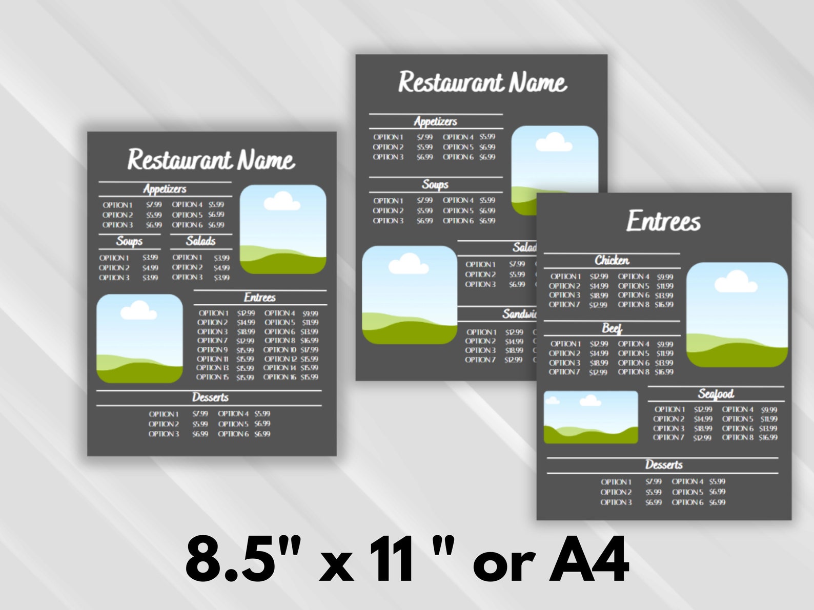 Restaurant Menu Template - Customizable Menu Template - Sleek & Modern ...