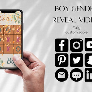 Boho Tic Tac Toe Gender Reveal Video - Digital Baby Gender Announcement -Boy Gender Reveal - Registry Information - Gender Reveal Game